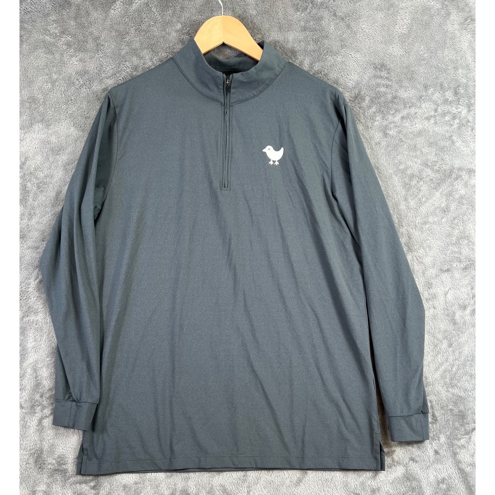 Bad Birdie Shirt Mens Medium Gray 1/4 Zip Pullover Performance Stretch Golfing